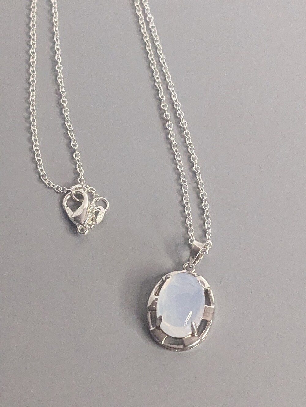 🆕 Natural White Star Sapphire Pendant Necklace 8.5ct Oval Sterling Silver 20"